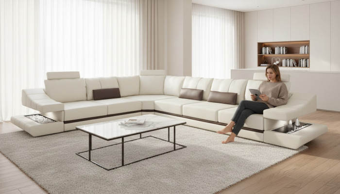 Bankstellen Ontwerp Hoekbank L-Vorm Meubels Bed Functies Textiel Leer Slaapbank Bankstellen