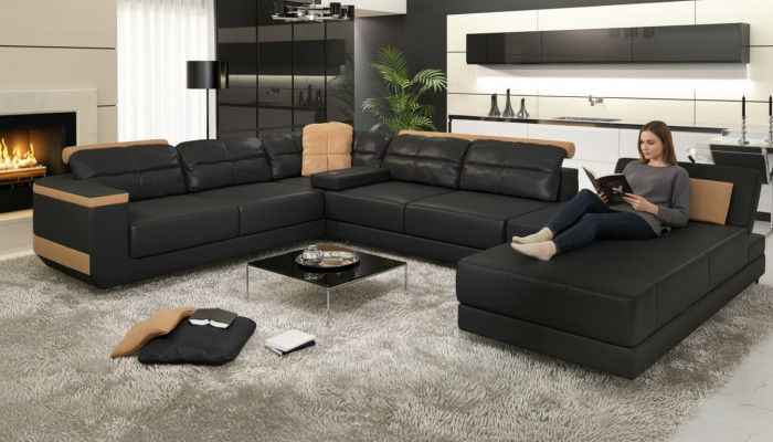Moderne bankstellen woonlandschap hoekbank stof U-vorm bank ontwerp bekleding textiel hoek