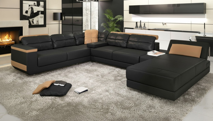 Moderne bankstellen woonlandschap hoekbank stof U-vorm bank ontwerp bekleding textiel hoek