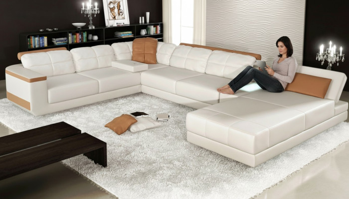 Hoekbank U-vorm Bank Textiel Bankstellen Design Woongebied Bedfunctie Leer
