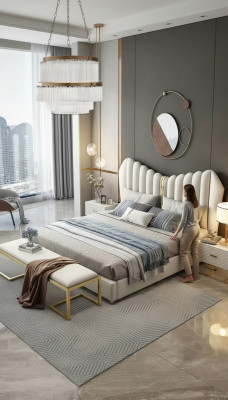 Moderne luxe bedden gestoffeerd in leer en textiel, hoogwaardig slaapkamerbed.