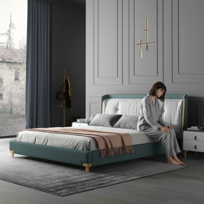 Tweepersoonsbed Bedden Ontwerp Gestoffeerd Slaapkamer 180x200cm Modern Hout