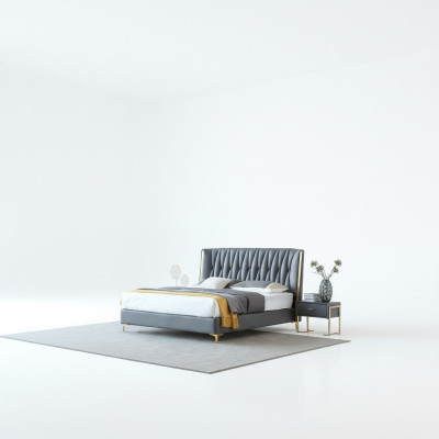 Hotel Luxe Design Bedden Bekleding Metaal Leder Slaapkamer Roestvrij staal