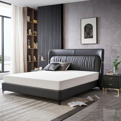 Luxe bed slaapkamer leren bekleding decor tweepersoonsbedden metalen ontwerp
