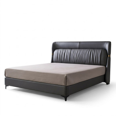 Luxe bed slaapkamer leren bekleding decor tweepersoonsbedden metalen ontwerp