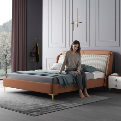 Bed Bekussen Ontwerp Luxe Dubbel Hotel Huwelijks Slaapkamer Leder 180x200cm