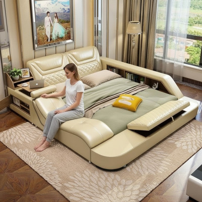 Bed Multifunctionele plankkast USB Dubbele bedden Laadstation 180x200