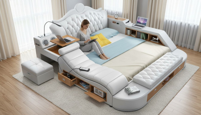 Chesterfield Doppel Luxus Design Bed gestoffeerde bedden 180x200 Multifunctioneel