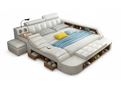 Ontwerp Bed XXL Grote Bedden Leren Bekleding Hotel 180x200cm Multifunctioneel