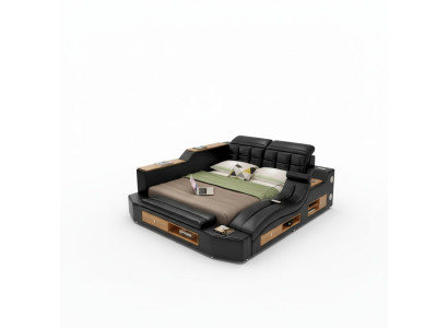 Ontwerp lederen bedden hotel dubbel multifunctioneel bed bluetooth luidsprekers luxe.