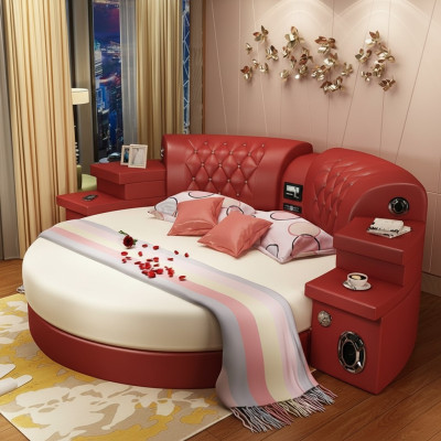 Rond Bed Ronde Bedden Multifunctioneel Hotel Bekleding LED Regaal Kingsize