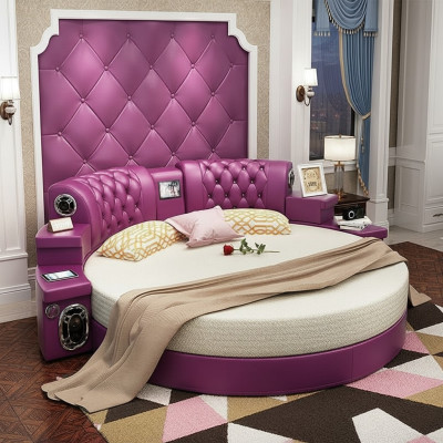 Rond kingsize bed Ronde bedden Multifunctioneel hotelbekleding Led-rek