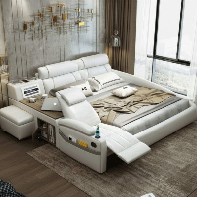 Ontwerpbed XXL Grote Bedden Lederen Hotelbekleding 180x200cm Multifunctioneel