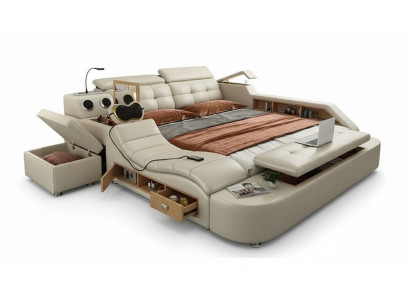 Multifunctioneel bed Luxe designleren bedden Dubbele plank 180x200 cm