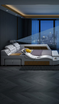 Bed multifunctionele bedden tv beamer USB LED massage functie hotel luxe