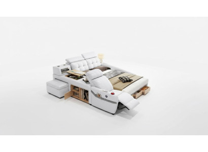 Bed Massage Bed multifunctionele bedden gestoffeerde USB-regel leren bekleding luxe
