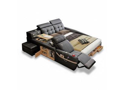 Multifunctioneel Deluxe Bed met Massagefunctie Hotelbed met bekleding Led usb Radio