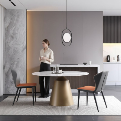 Luxe Tafels Eettafel Meubels Kolomtafel Marmer Stijl Eettafels Metaal Roestvrij staal
