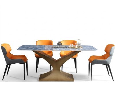Luxe eettafel van metaal roestvrij staal tafels meubels zuiltje tafel eettafels marmer stijl