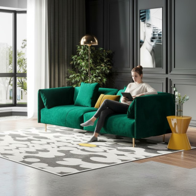 Bankstel met 2 zitplaatsen Velvet tweezits ontspannen fluweel hout club zetel ontwerp bank lounge
