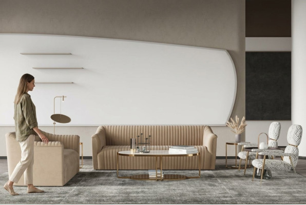 Fluwelen bankstel 2 zits woonlandschap relax massief houten zitontwerp bank lounge