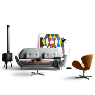 Bank Woonlandschap Relax Zitontwerp Bank Lounge Stof Grijs Modern Bankstellen Nieuw