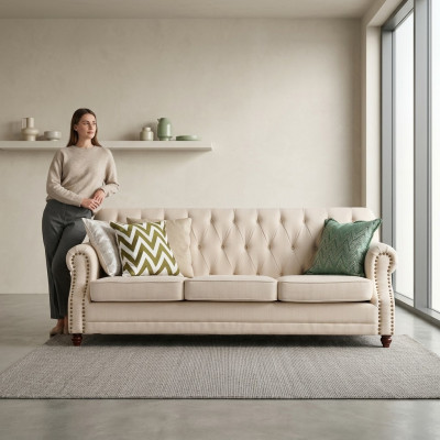 Sofa set 3+1 zits stoffen bank Chesterfield groepen bankstellen banken