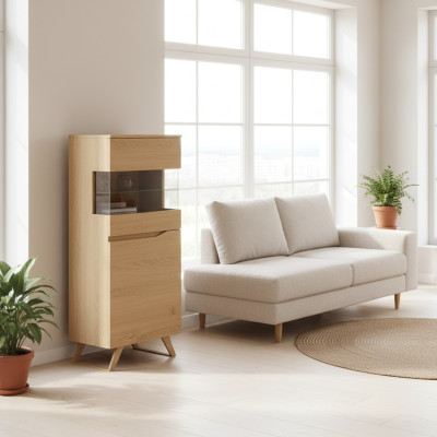 Moderne glazen vitrinekast dressoir houten designkast vitrinerek nieuw