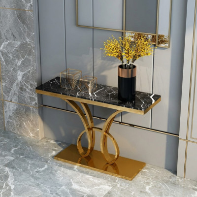 Moderne console-tafel ontwerper goud handgemaakt roestvrij staal 120x40cm