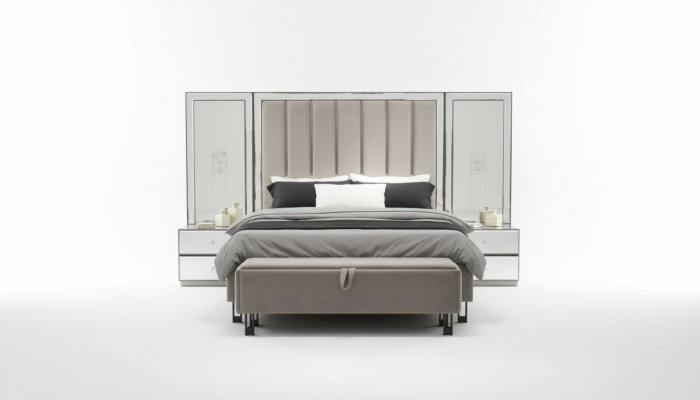 Exclusieve luxueuze slaapkamer set: bed, 2 nachtkastjes & bank