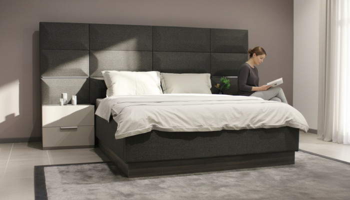 Luxe slaapkamer set Designer bed 2x nachtkastje Hout Compleet nieuw 3-delig.