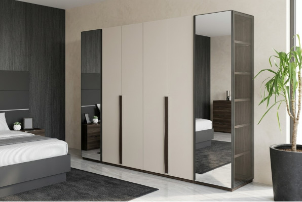 Kast Ontwerper kledingkast met spiegel Slaapkamer luxe meubels Hout Nieuw