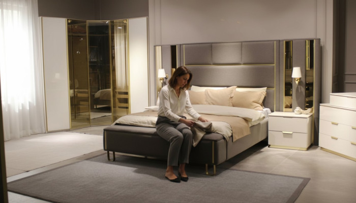 Luxe slaapkamerset Bed + 2x nachtkastjes + bank Designmeubels 4-delig Nieuw