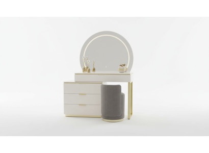 Toilettafel Set met spiegel Slaapkamermeubilair Ontwerp Kruk 3-delige Nieuw