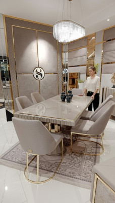 Luxe tafel Beige Roestvrijstalen tafels Italiaans ontwerp Eettafels Eettafel Nieuw