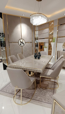 Luxe tafel Beige Roestvrijstalen tafels Italiaans ontwerp Eettafels Eettafel Nieuw