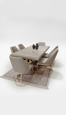 Luxe tafel Beige Roestvrijstalen tafels Italiaans ontwerp Eettafels Eettafel Nieuw