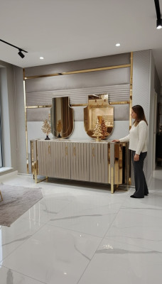 Ladekast met 2x spiegel houten meubel dressoir luxe meubel modern meubel 3-delig nieuw