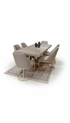 Modern meubelset 6x stoelen eetkamer gestoffeerde stoelen textiel stoelgroep