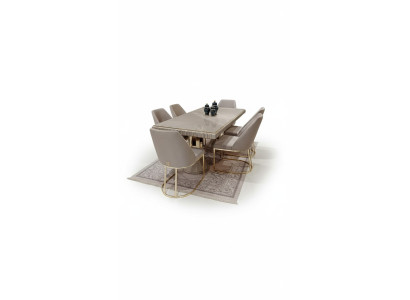 Modern meubelset 6x stoelen eetkamer gestoffeerde stoelen textiel stoelgroep