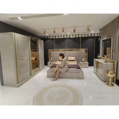Slaapkamer Compleet bed 2x nachtkastjes Kledingkast Commode met spiegel