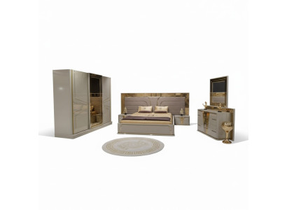 Slaapkamer Compleet bed 2x nachtkastjes Kledingkast Commode met spiegel