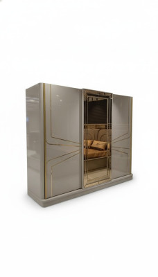 Moderne kledingkast Luxe kast Houten kasten Glas Hoogglans Slaapkamer