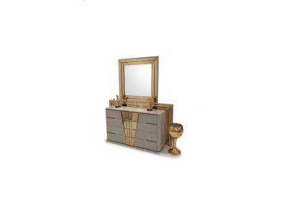 Moderne commode met spiegel Luxe modern design slaapkamer houten set 2-delig.