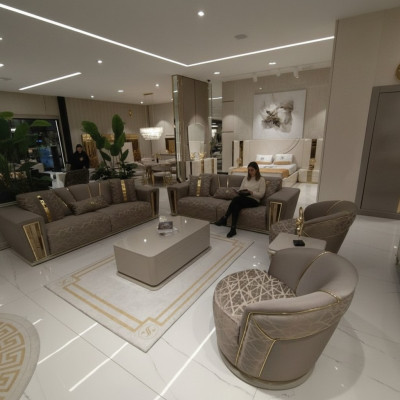 Sofaset 3+3+1+1 stoel + salontafel + woonwand Modern Textiel Compleet Nieuw
