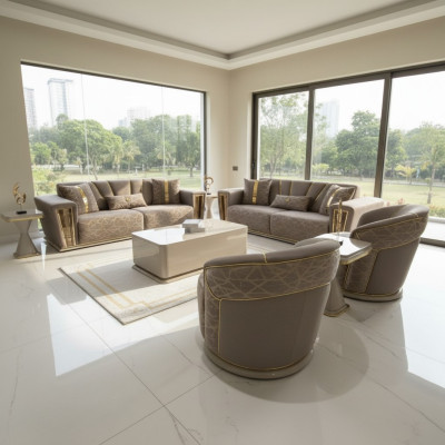 Bankstel 3+3+1+1 zits Textiel Modern Compleet Fauteuil Bankstel 3 zits Luxe