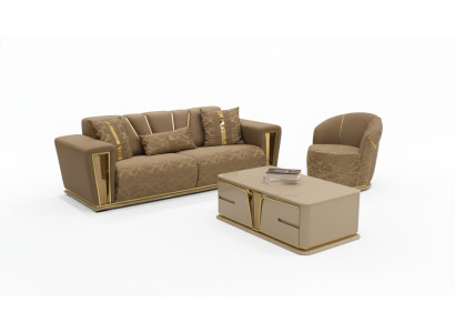 Bankstel 3+1+1 zits Textiel Hout Bankstel 3 zits Modern Fauteuil Compleet Set