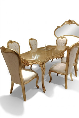 Klassieke eettafel 200x110cm Goud Luxe Houten Tafel Eetkeuken Nieuwe Ontwerp Tafels