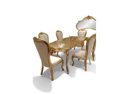 Klassieke eettafel 200x110cm Goud Luxe Houten Tafel Eetkeuken Nieuwe Ontwerp Tafels