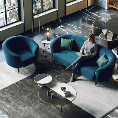 Samt 3-zits stoffen bankstel woonlandschap Relax zitontwerp bank loungebanken